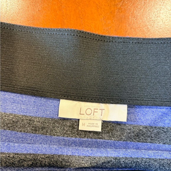 LOFT Blue and Black Striped Mini Skirt, size M - Picture 4 of 5